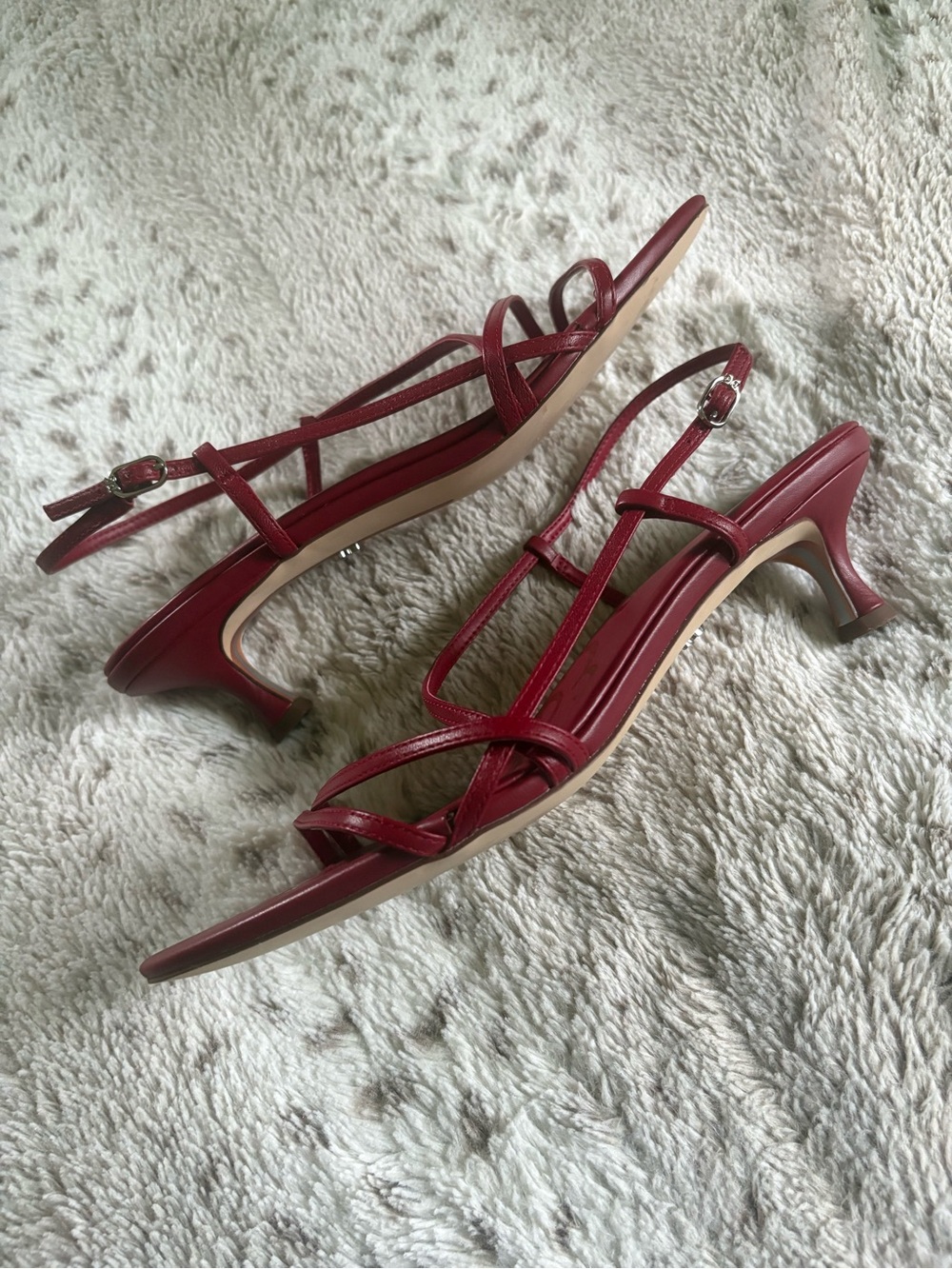 Sam Edelman Cora Red Strappy Leather Slingback Kitten Heels 10 - Picture 3 of 11